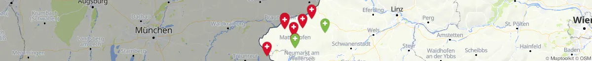 Kartenansicht für Apotheken-Notdienste in der Nähe von Überackern (Braunau, Oberösterreich)
